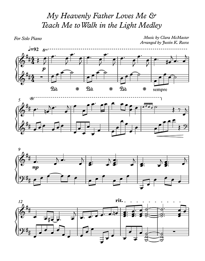 Heavenly Father Loves Me (Whenever I Hear the Song of a Bird) / Teach Me to Walk in the Light Medley Sheet Music