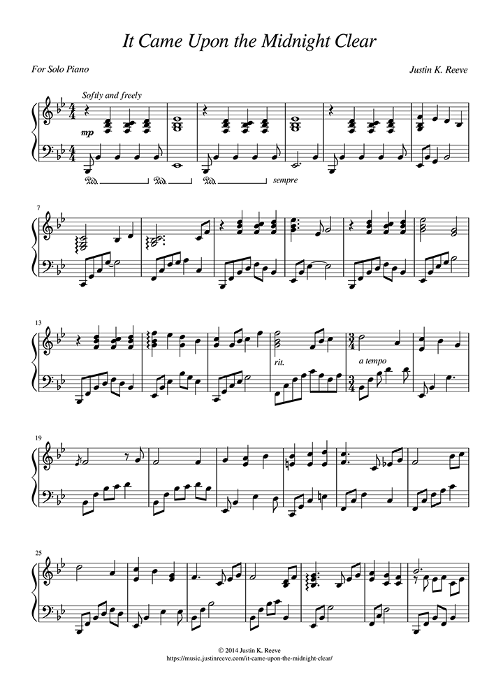 It Came Upon the Midnight Clear Sheet Music