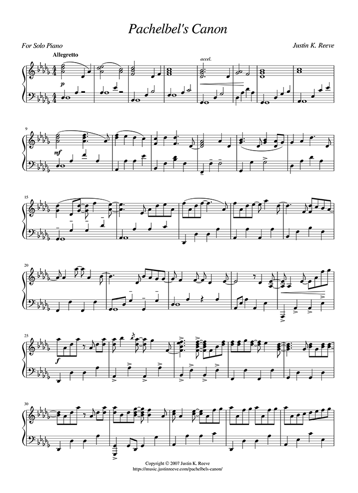 Pachelbel's Canon Sheet Music